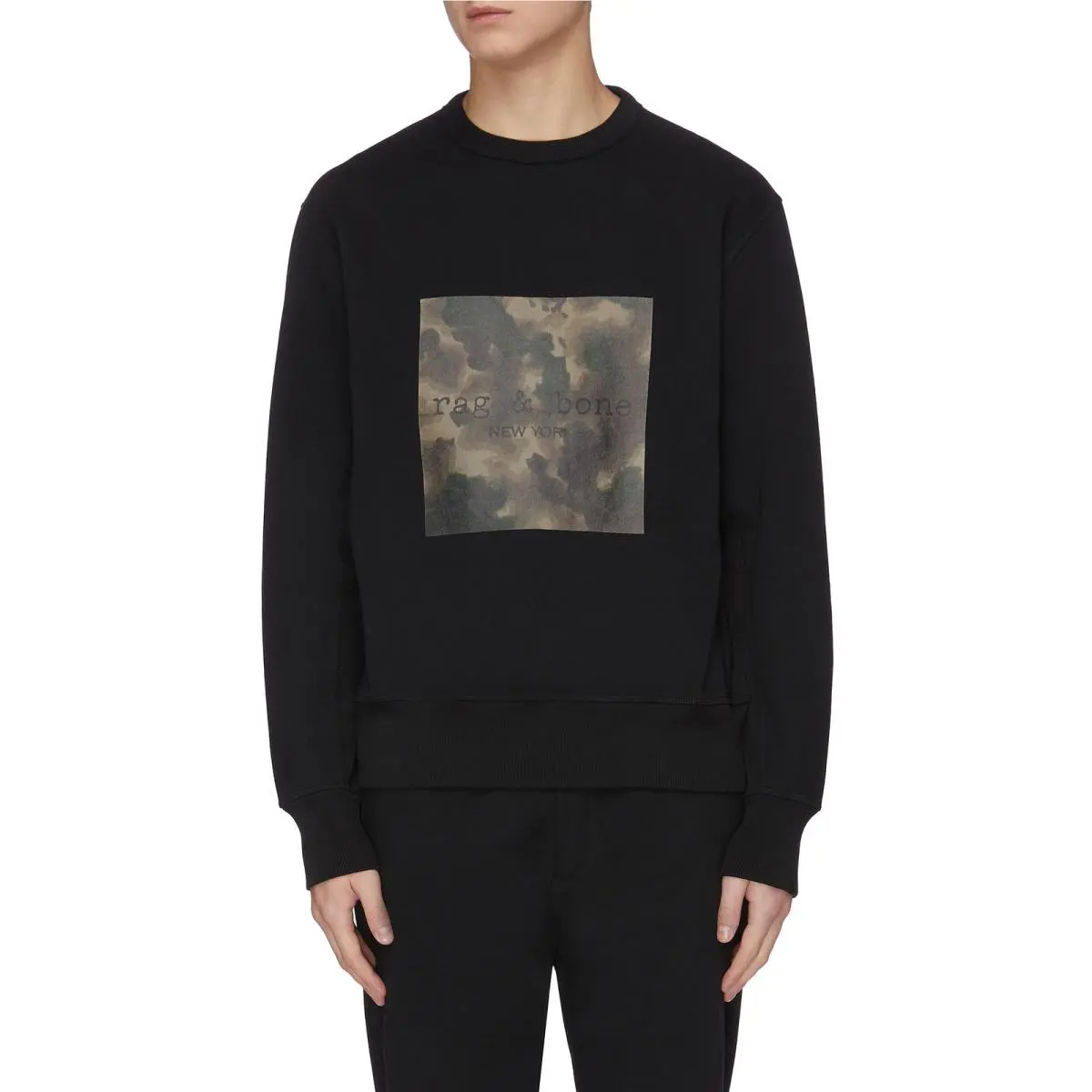 Rag Bone Ink Boxed Camouflage Print Sweatshirt In Black Size XL - Black