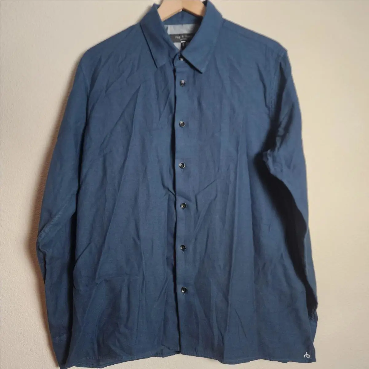 Rag Bone Dalton Long Sleeve Shirt Mens Medium Blue Moonlight Knit Button Up