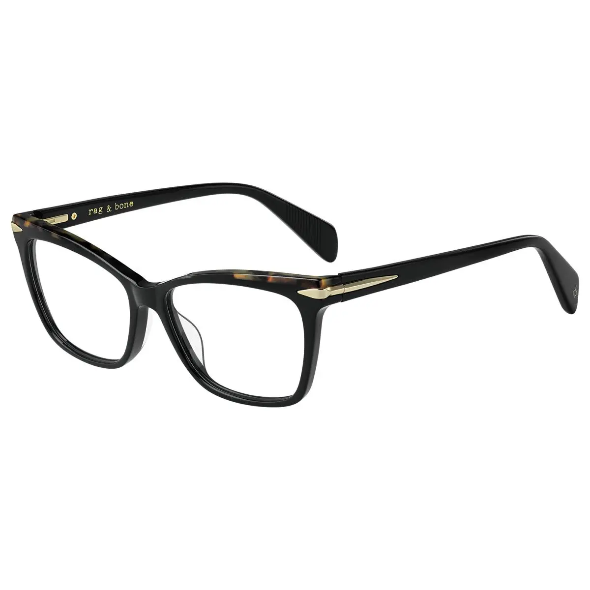 Rag and Bone Rnb 3021 0807 Black Eyeglasses with Dark Havana Trim 53/15/140 - Frame: Black, Manufacturer: 807