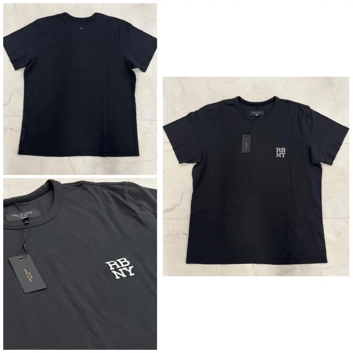 Rag Bone Men`s York Embroidered Tee In Black Size: Large by Rag & Bone
