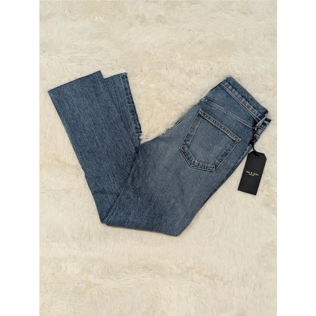 Rag Bone Ankle Cigarette Farrah Jean Size 24 Women`s Blue Raw Bottom