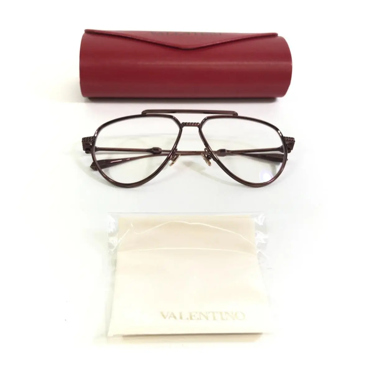 Valentino Eyeglasses Frames V-stud II VLX-133C Brn Brown Aviator 59-14.5-142