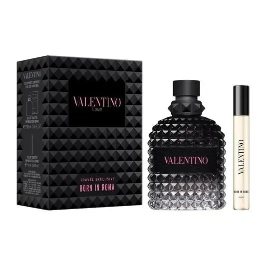Valentino Uomo Born IN Roma 2 PC Gift Set For Men - 3.4 OZ Edt + 0.33 OZ Edt