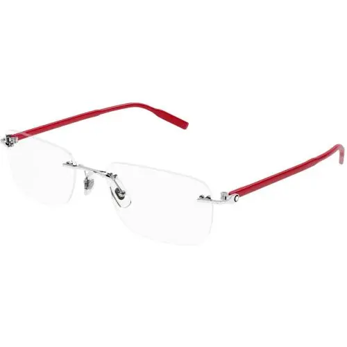 Established MB 0221O Eyeglasses 010 Silver Red No Case by Montblanc