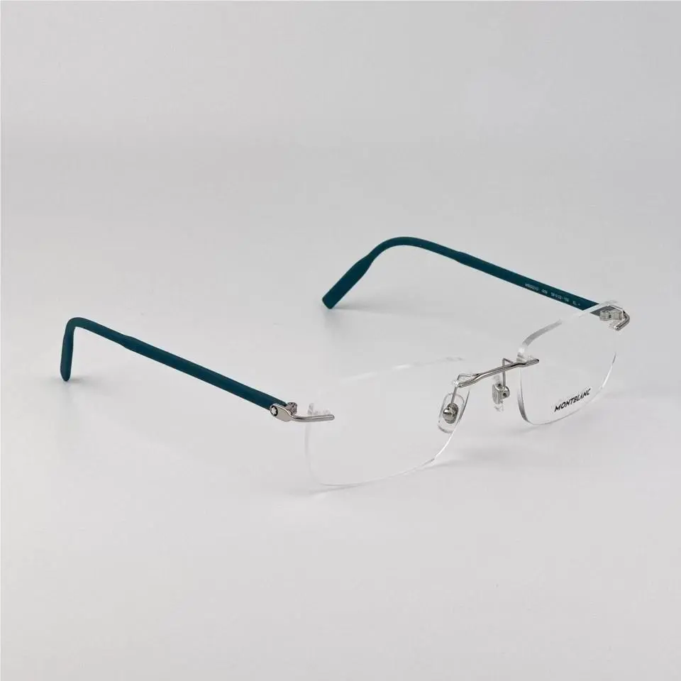 Montblanc Men Eyeglasses Silver Gray Rectangle Rimless MB0221O 010 58-20-150