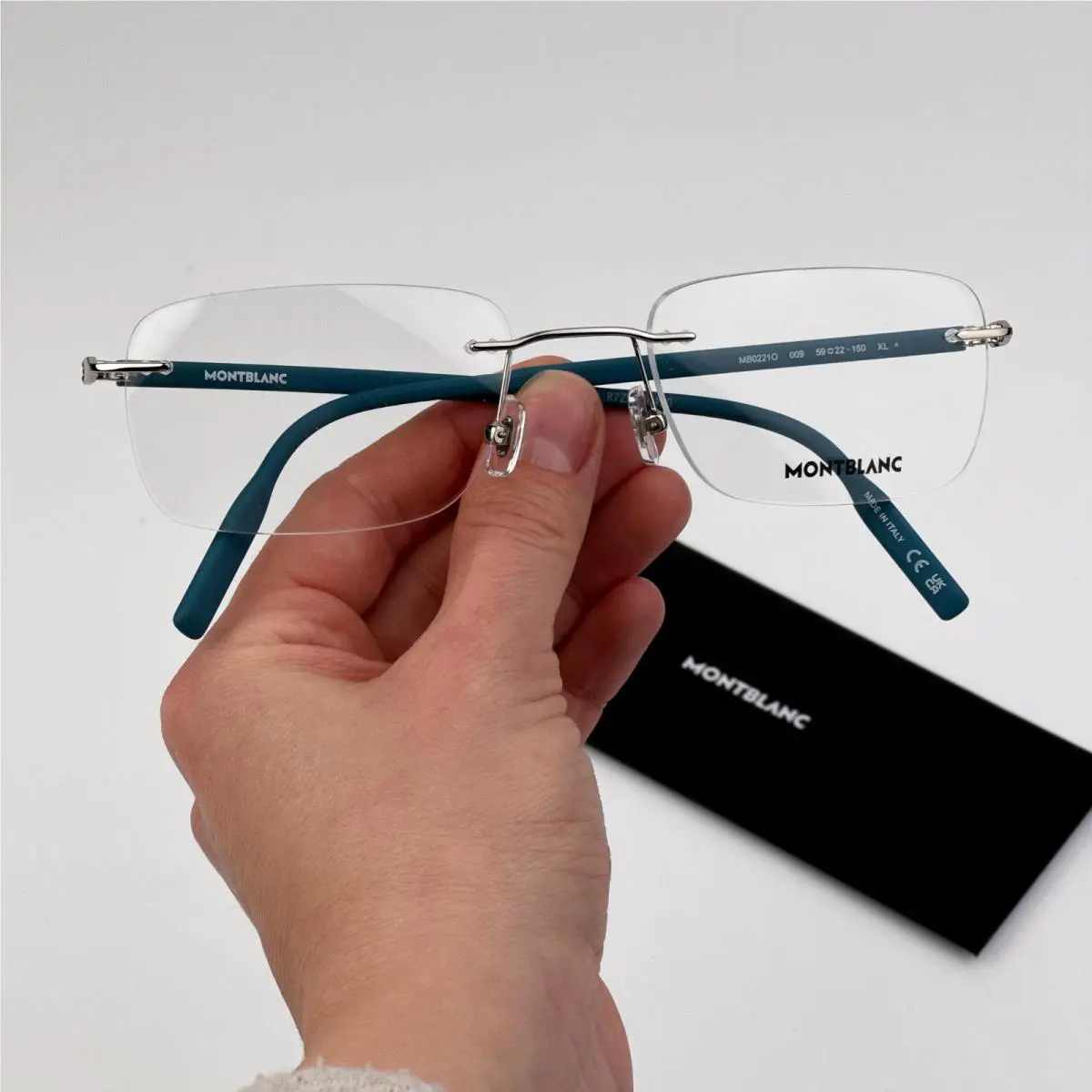 Montblanc Women Eyeglasses Silver Blue Rectangle MB0221O 009