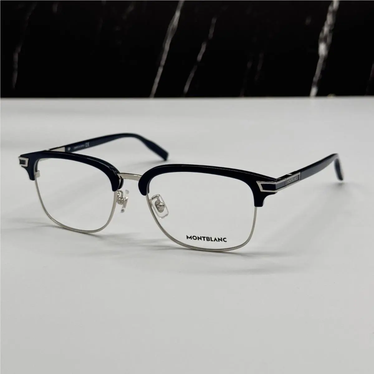 Montblanc Eyeglasses Blue Silver Men Eyewear Montblanc MB0043O 007