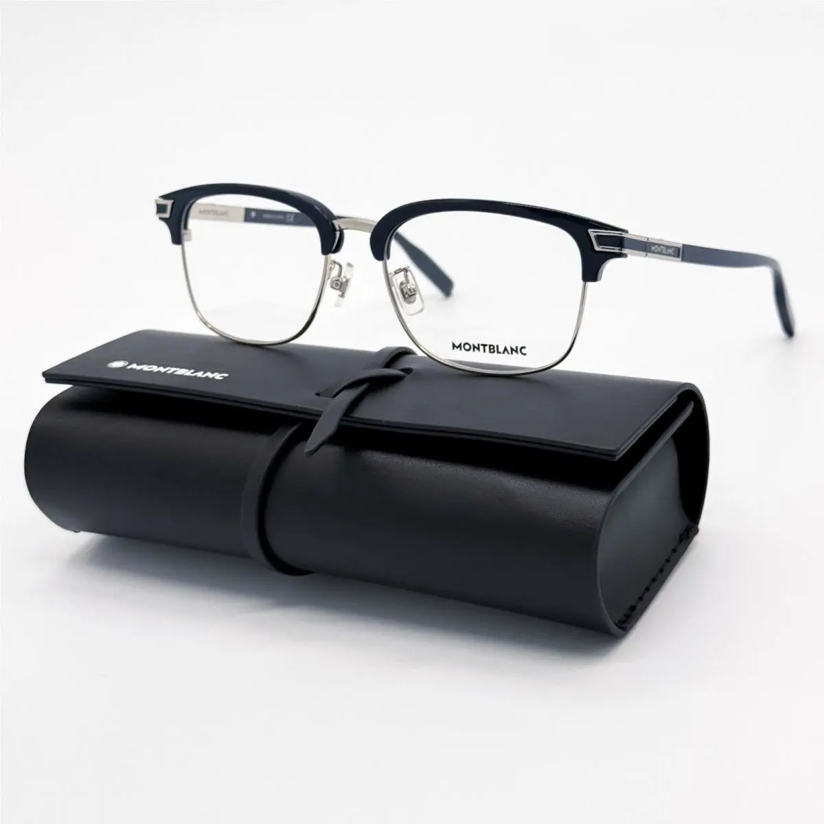 Montblanc Eyeglasses MB0043O 007 Blue Silver Men Eyewear Montblanc