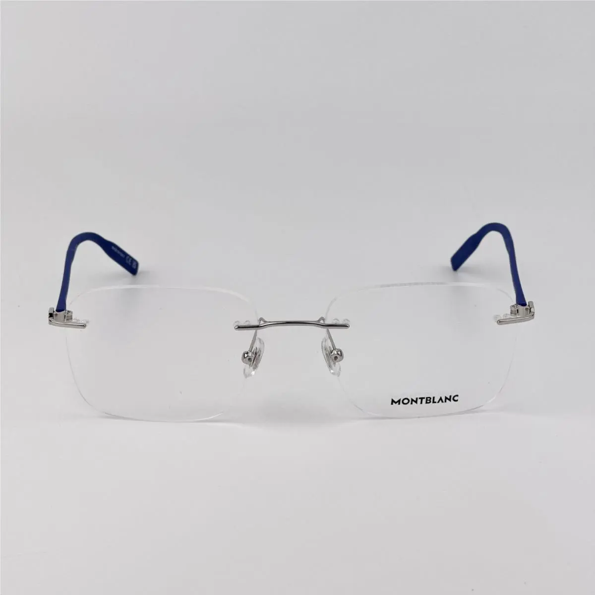 Montblanc Men Eyeglasses Silver Blue Demo Rectangle MB0222O 009