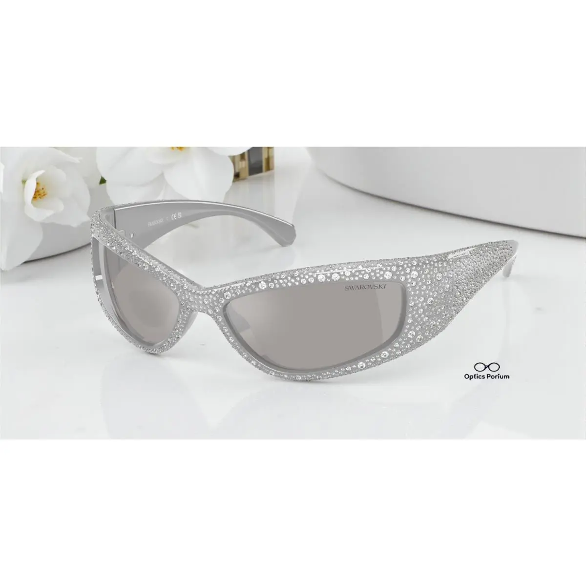 Swarovski SK6027 10596G Light Grey Grey Mirror Silver 60 mm Women`s Sunglasses