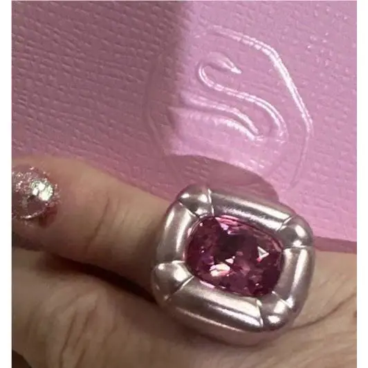 Swarovski Cocktail Ring Retired Dulcis Pink Metal Pink Oval Crystal 50 S 5