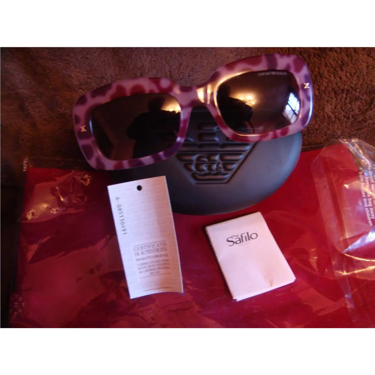 Emporio Armani Sunglasses EA 9850 Purple Leopard/ Brown Gradient Made Italy