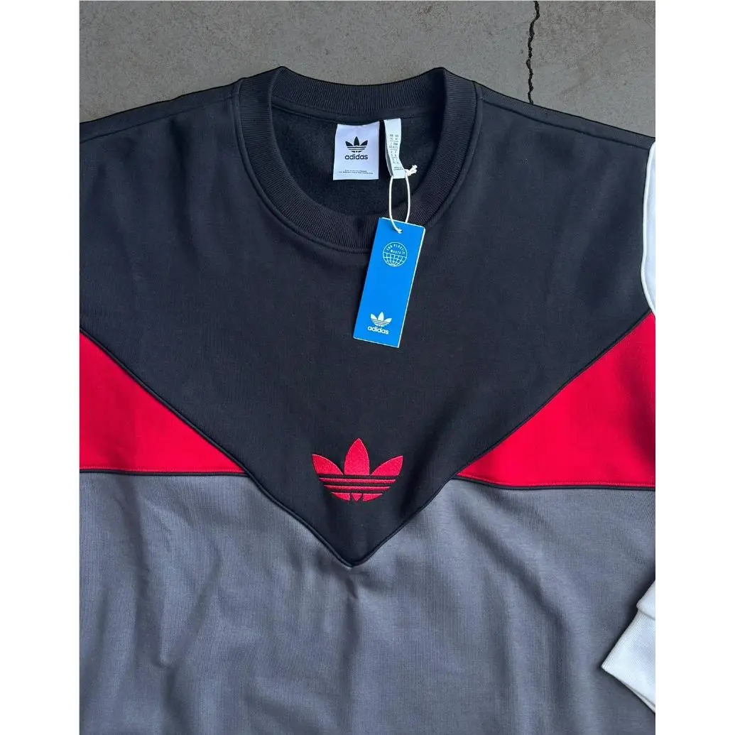 Adidas clothing - Adidas Originals Colorblock Trefoil Sweatshirt - BLACK / WHITE / GRAY / RED, Manufacturer: BLACK / WHITE / GRAY / RED 2
