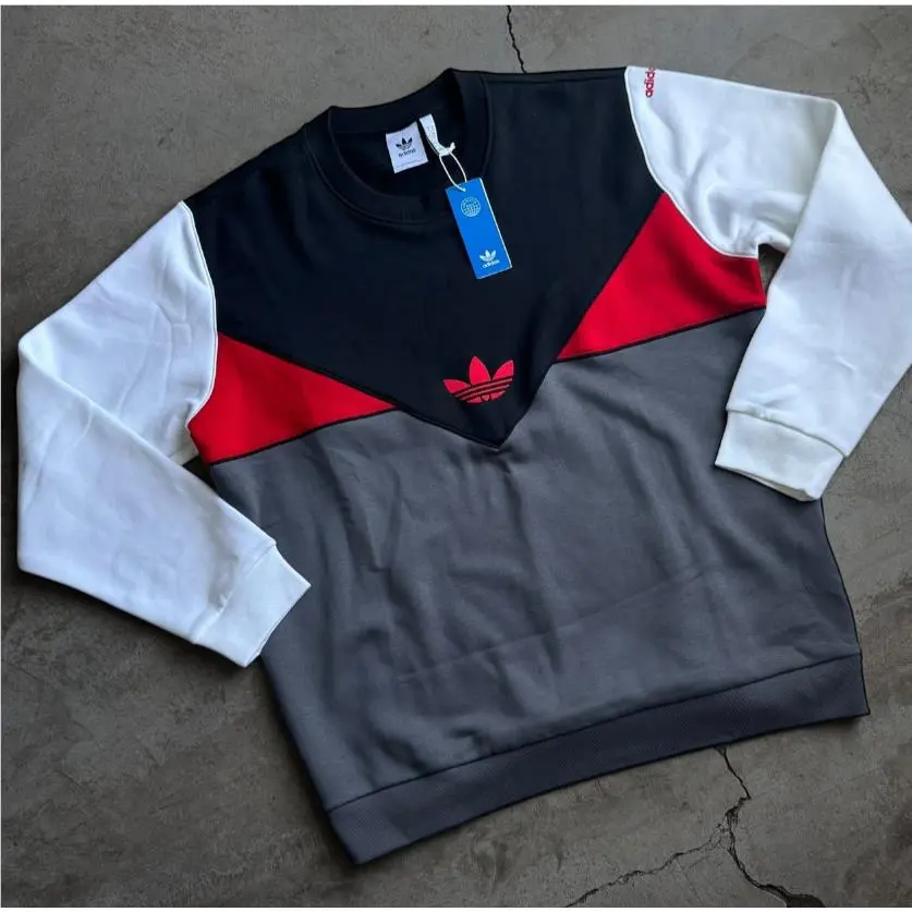 Adidas clothing - Adidas Originals Colorblock Trefoil Sweatshirt - BLACK / WHITE / GRAY / RED, Manufacturer: BLACK / WHITE / GRAY / RED 4