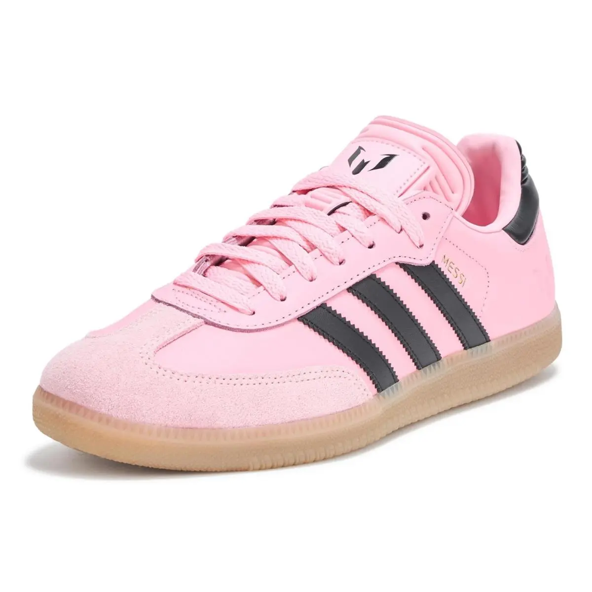 Adidas Samba Messi Mens Leather Retro Low-top Sneaker Light Pink/black/gum