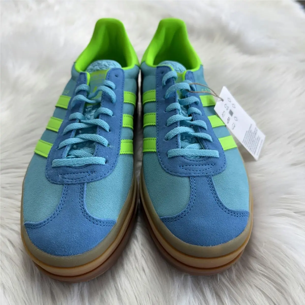 Adidas shoes - Gazelle Bold Blue Glow Solar Green Bright Blue - JS3896 - Blue 8