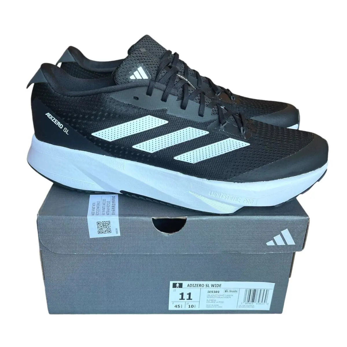 Adidas Adizero SL Wide Sizes 8-13 Men`s Running Shoes Black/white IE9389 Nby