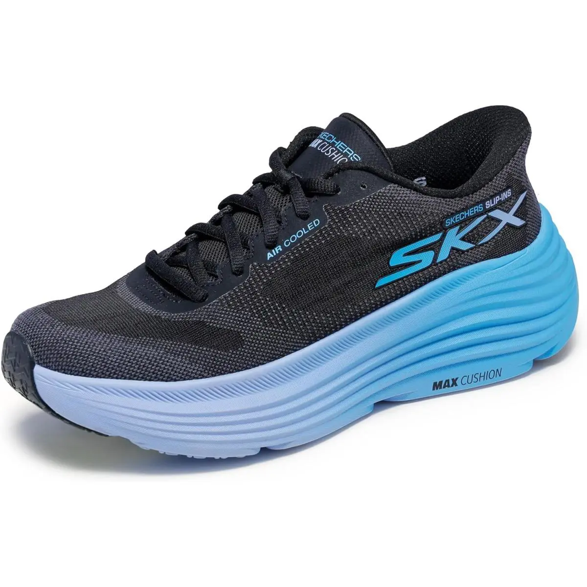 Skechers Women`s Max Cushioning Endeavour Hallandale Hands Free Slip-in Shoes - Black/Blue