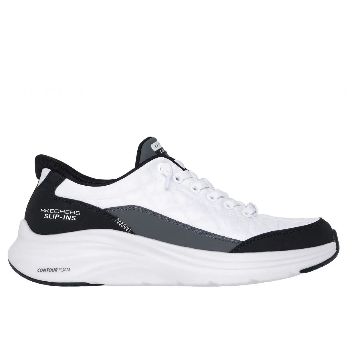 Skechers Sport Women`s Women`s Contour Foam Cozy Fit Hands Free Slip-ins Sneaker - WHITE/BLACK