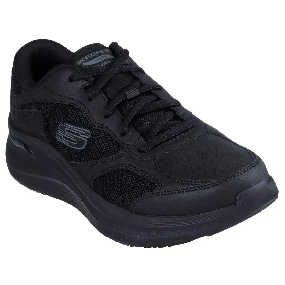 Skechers Work Shoe Men`s Black Wide Arch Fit Slip Resistant Cushion Lace 200331