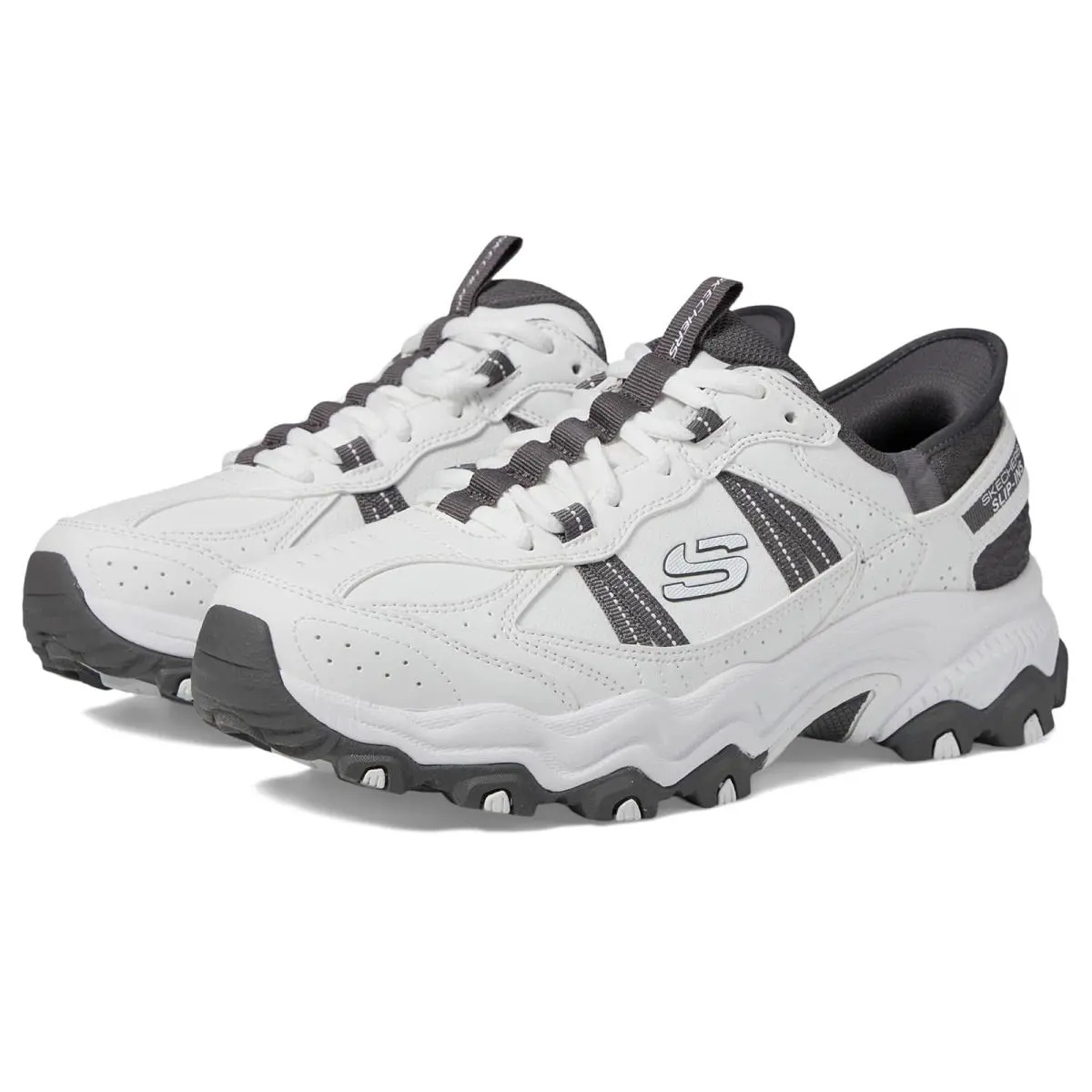 Man`s Shoes Skechers Stamina AT Hands Free Slip-in Sneaker - White/Gray