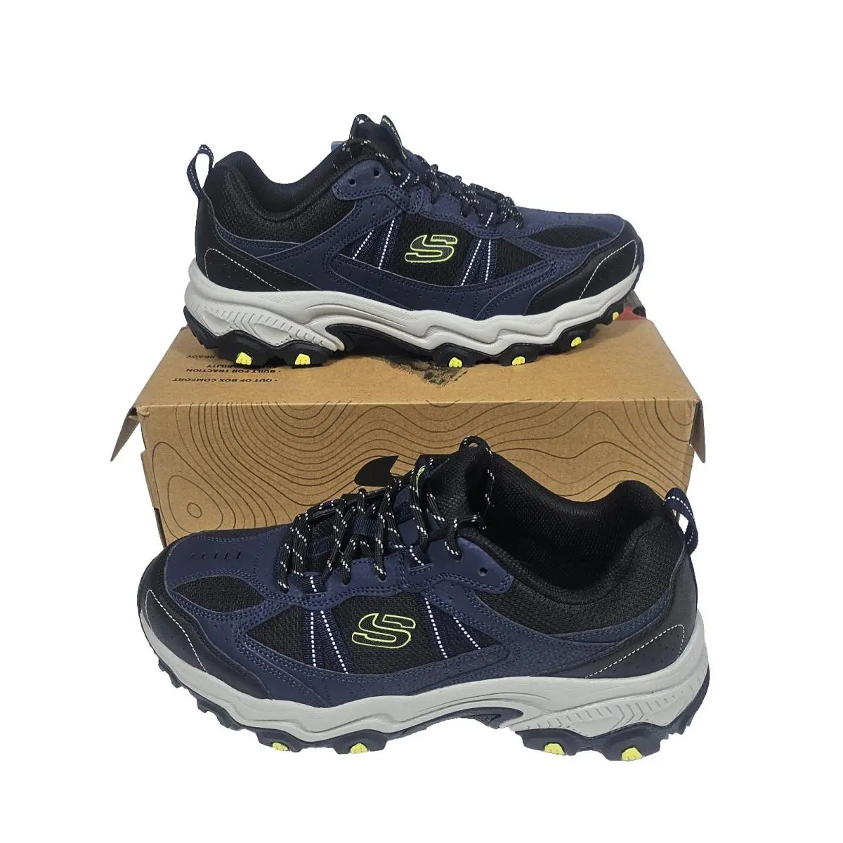 Men`s Trail Running Shoes 13 Skechers Navy Black Stamina Lace Up 237527NVBK