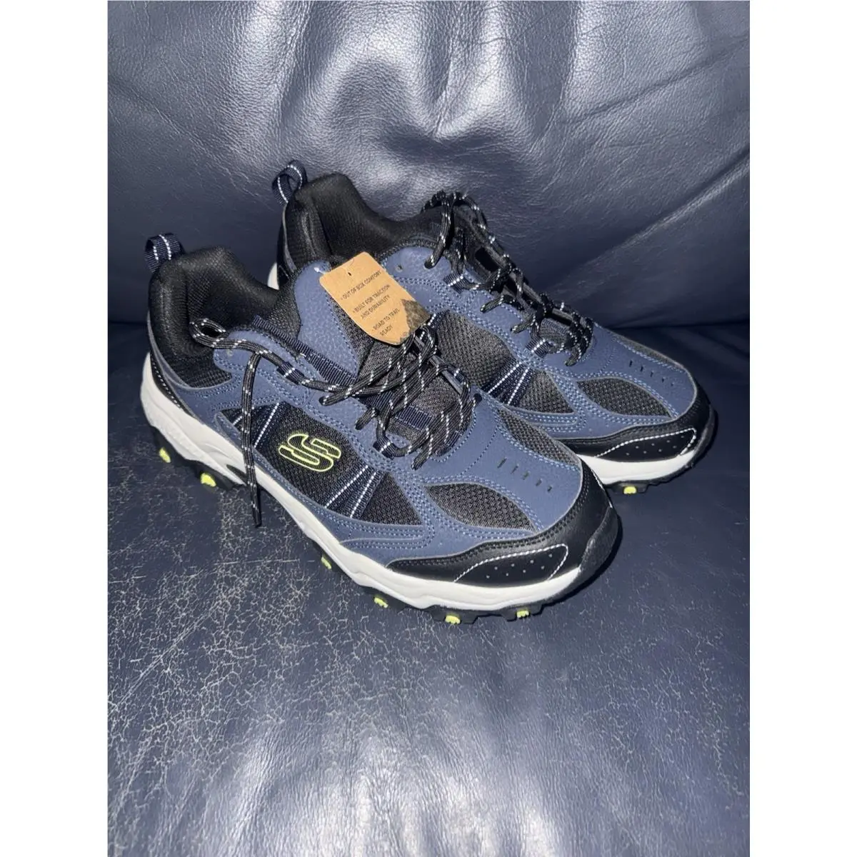 Men`s Trail Running Shoes 11 Skechers Navy Black Stamina Lace Up 237527/NVBK
