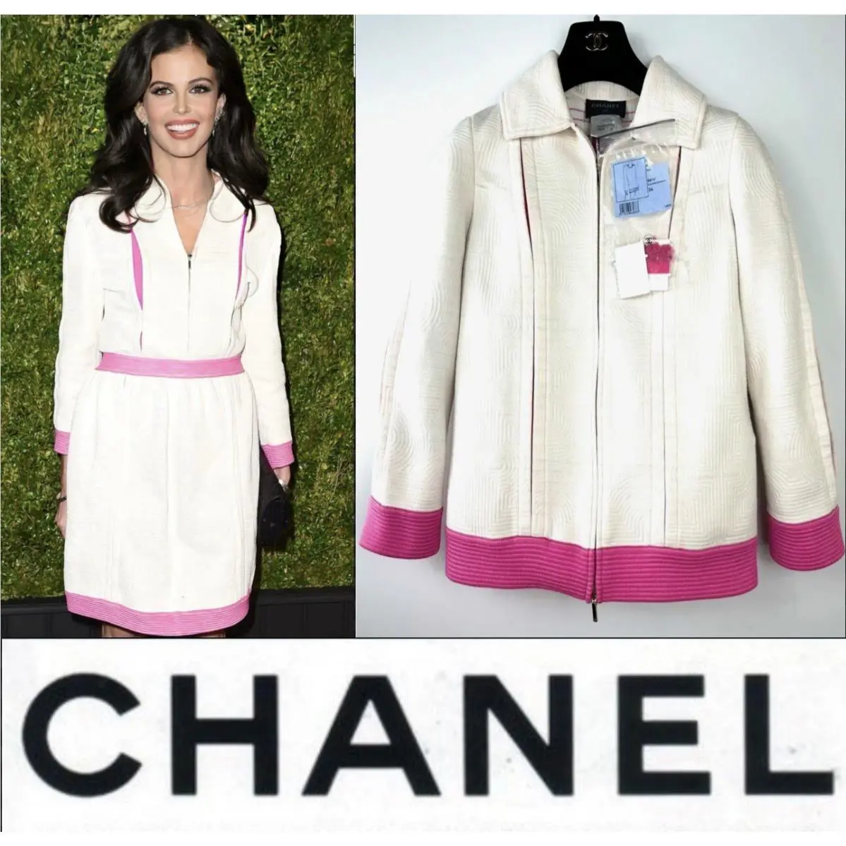 4K Chanel 2016 White Pink Seoul Tweed Jacket 34 36 2 4 Blazer Coat Top XS S