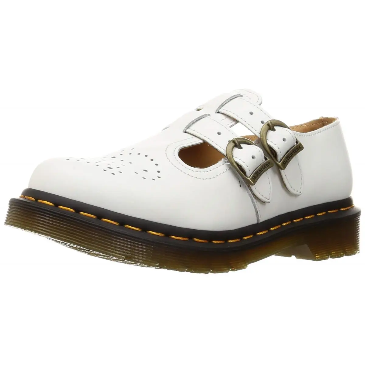 Dr Martens Women`s 8065 Mary Jane Buckle Leather Shoe Black-Black-8 white by Dr. Martens