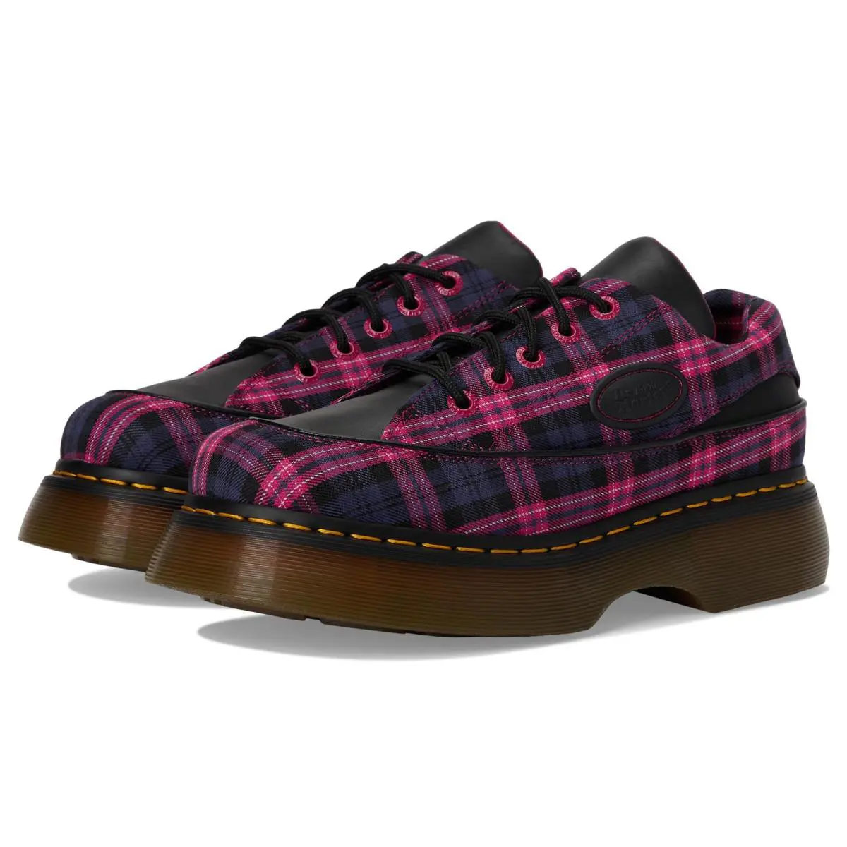 Women`s Buzz 5-Eye Fuchsia Pink 6 Medium black pink multi tartan by Dr. Martens