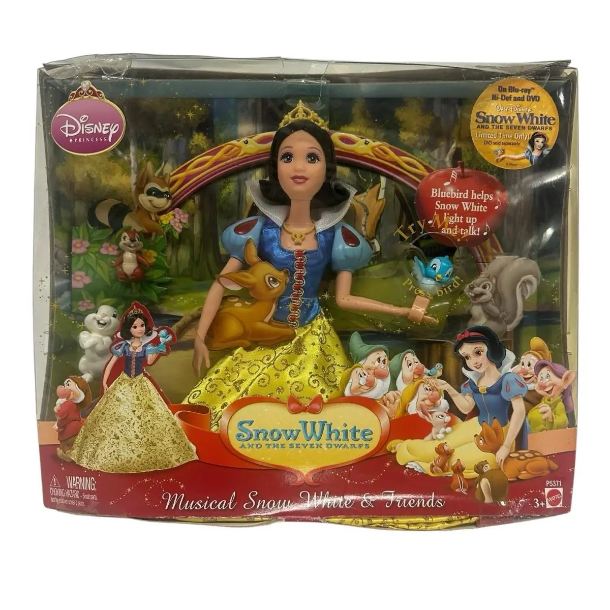 Mattel 2009 Disney Princess Musical Snow White Friends Playset Light Up Doll
