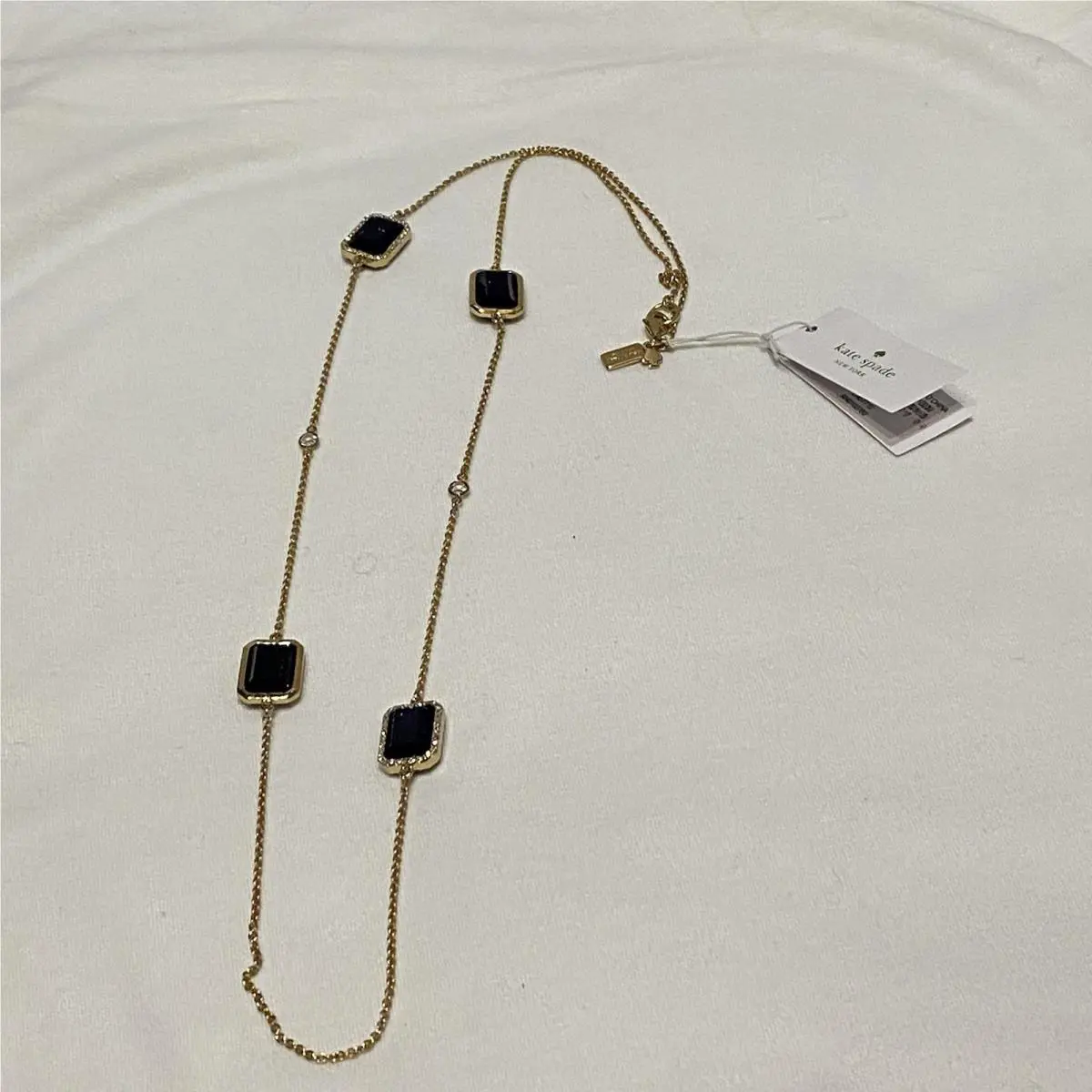Kate Spade NY Night Sky Dark Blue with Rhinestone Long Station Necklace Cha