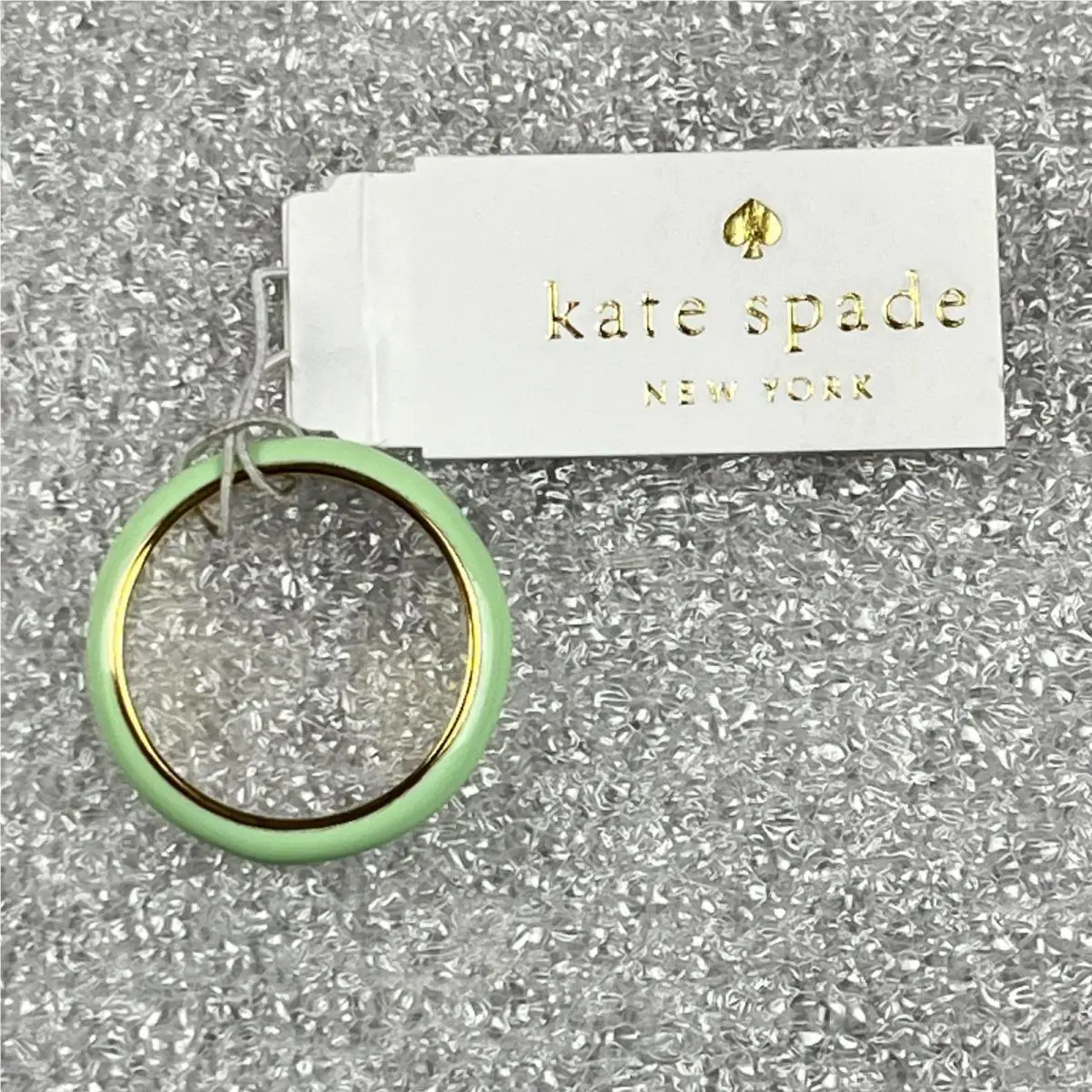 Kate Spade York Ring Green Enamel 7 Gold Tone Stacking Minimal Women Jewelry