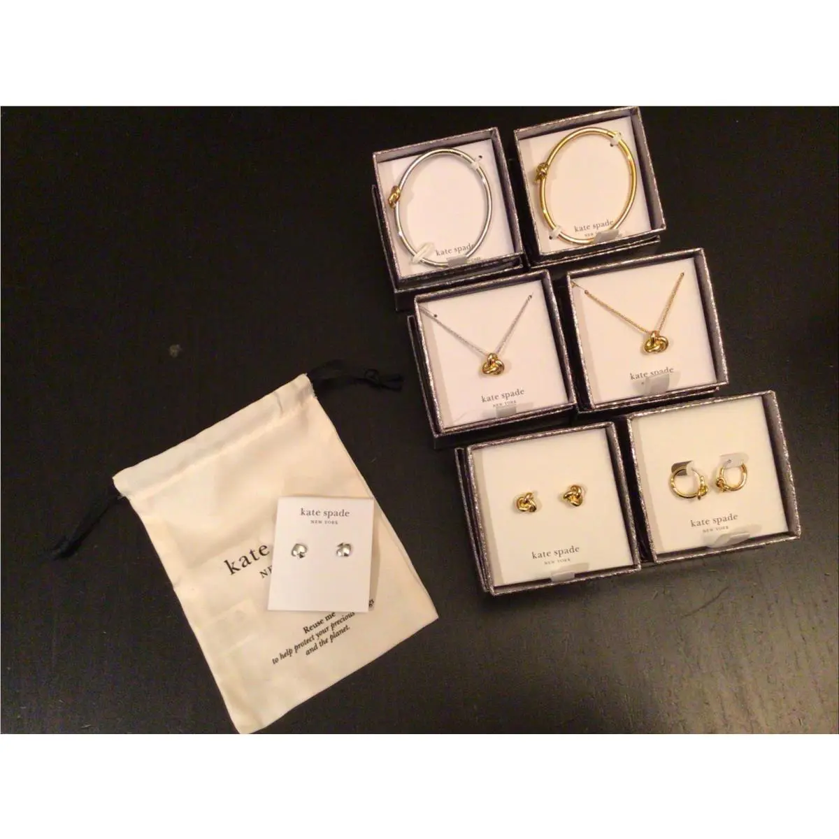 6 Boxed Kate Spade Earrings Necklaces Bracelets Knot Free Stud Spade Earrings