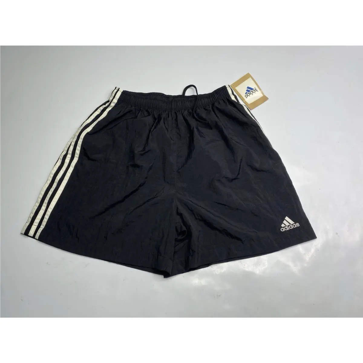 Vtg 1990s Adidas Women Black Soccer Nylon Short White 3 Stripes Size L
