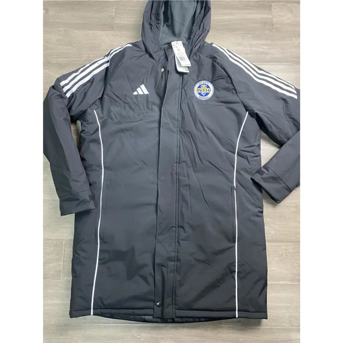 Adidas Black Tiro 24 Hooded Jacket Parka Men`s Size XL Soccer Football Logo