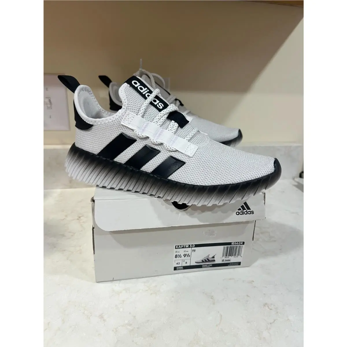 Adidas Kaptir 3.0 Lace Up Mens White Sneakers Casual Shoes IE6624-A Mens 8.5