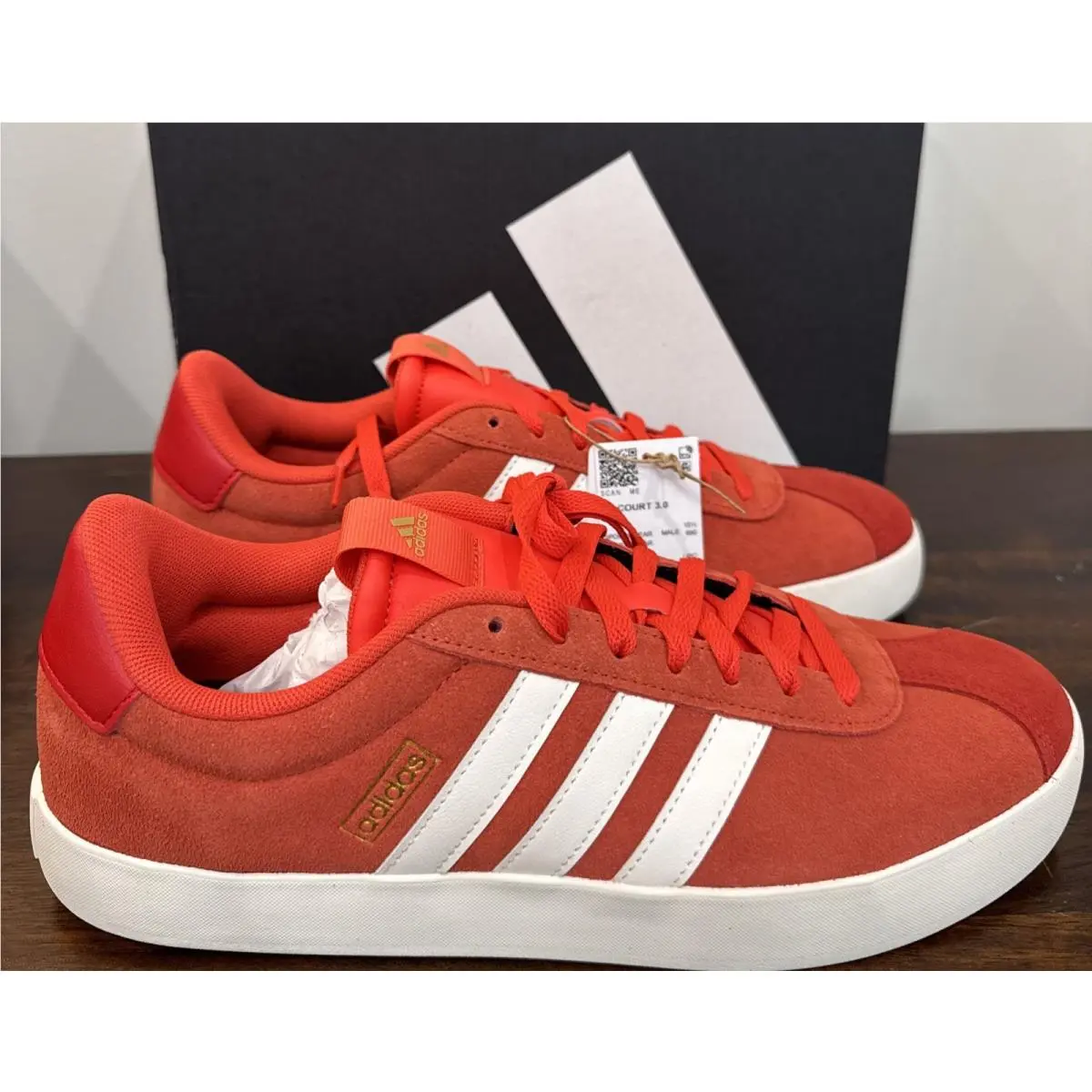 Adidas VL Court 3.0 Men`s Shoes Size 11 Orange Sports Basketball Tennis Walk