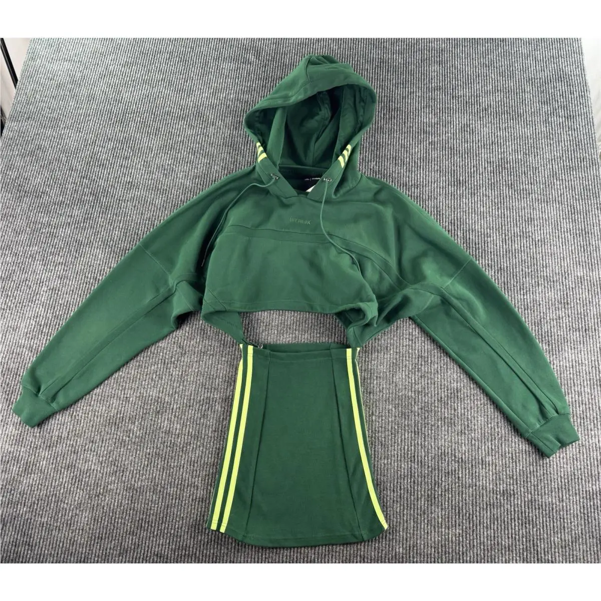 Adidas Ivy Park Hoodie Skirt Set Women XS Green Cropped Athleisure Streetwear