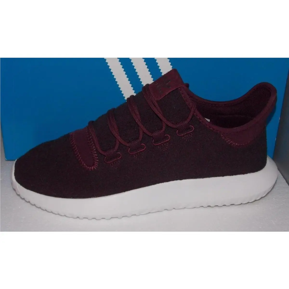 Mens Adidas Tubular Shadow in Colors Maroon / Vap Grey / White Size 11.5