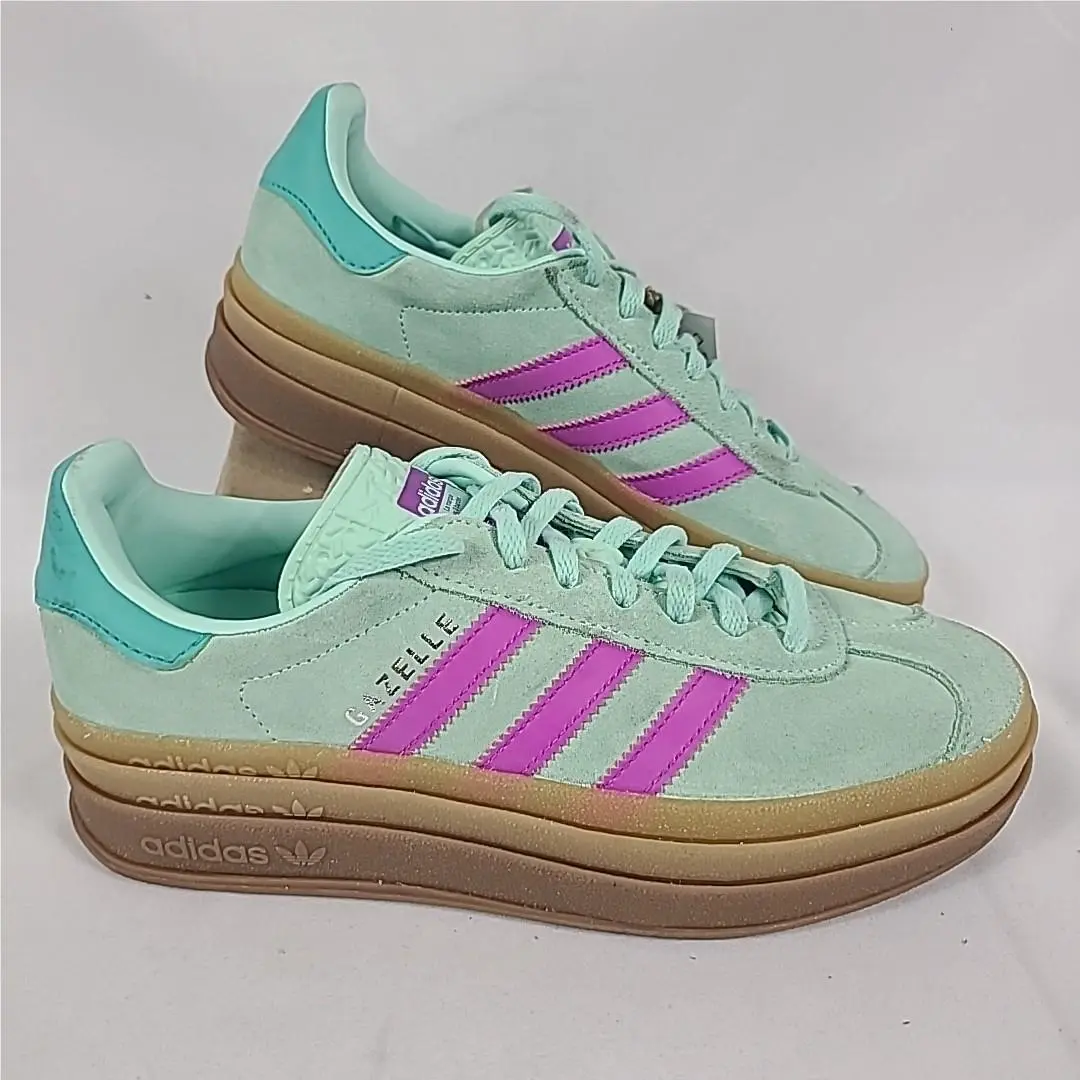 Adidas Originals Gazelle Bold Sneakers Youth Green Pink Sz 6 Dirty