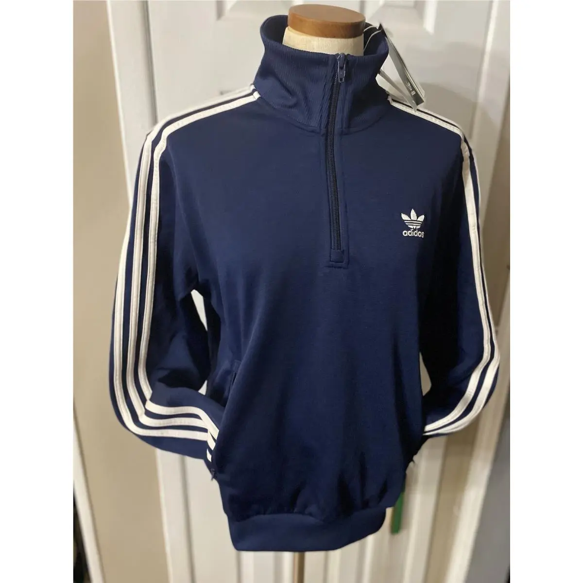 S Adidas Originals x Pop Bauer 1/4 Zip Track Top Navy White