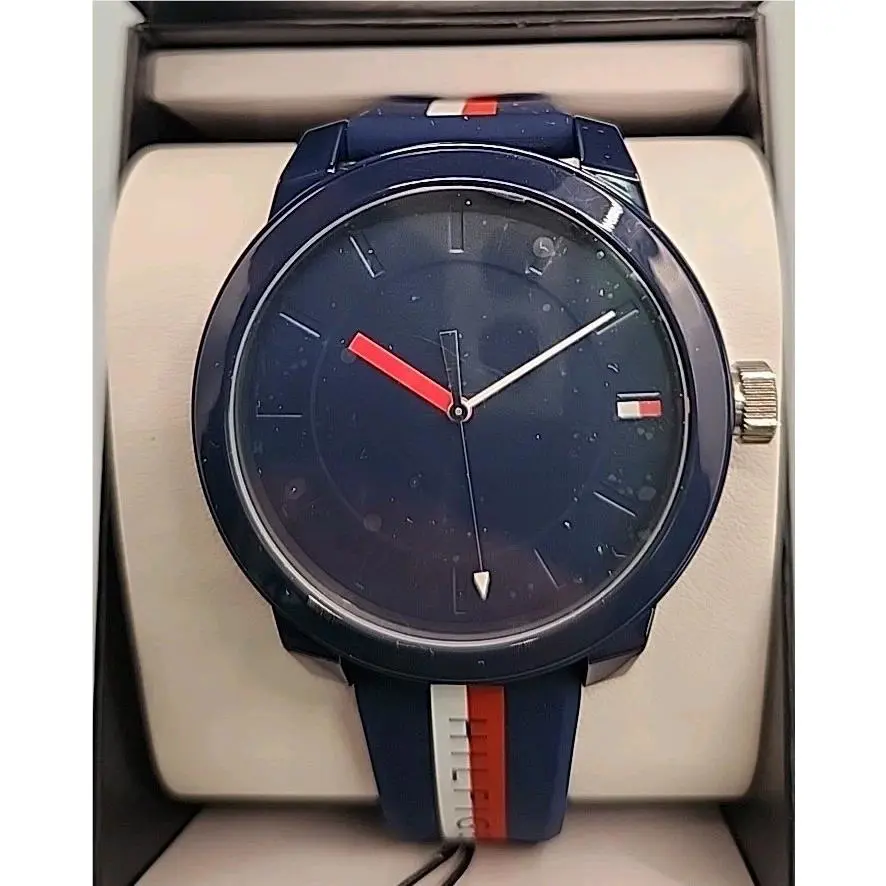 Tommy Hilfiger Men`s Striped Silicone Multicolor Watch
