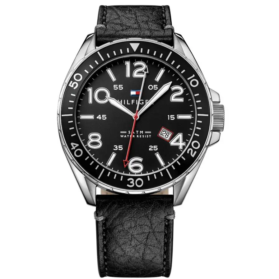 Tommy Hilfiger Analog Black Leather Strap Men’s Watch – 1791131