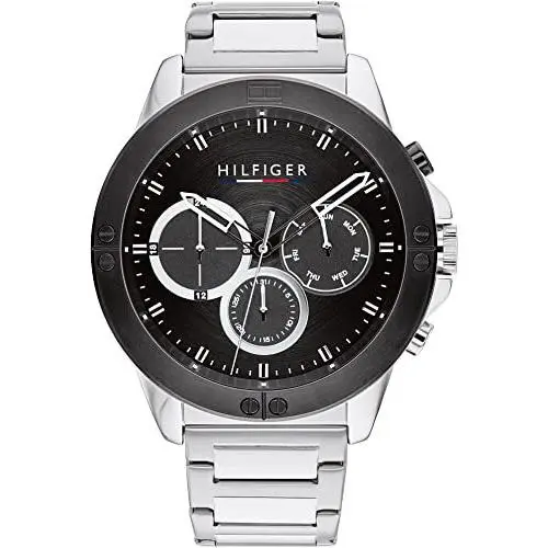 Tommy Hilfiger Multifunction Black Dial Stainless Steel Men’s Watch - 1791890 - Dial: Black, Band: Silver, Bezel: Black