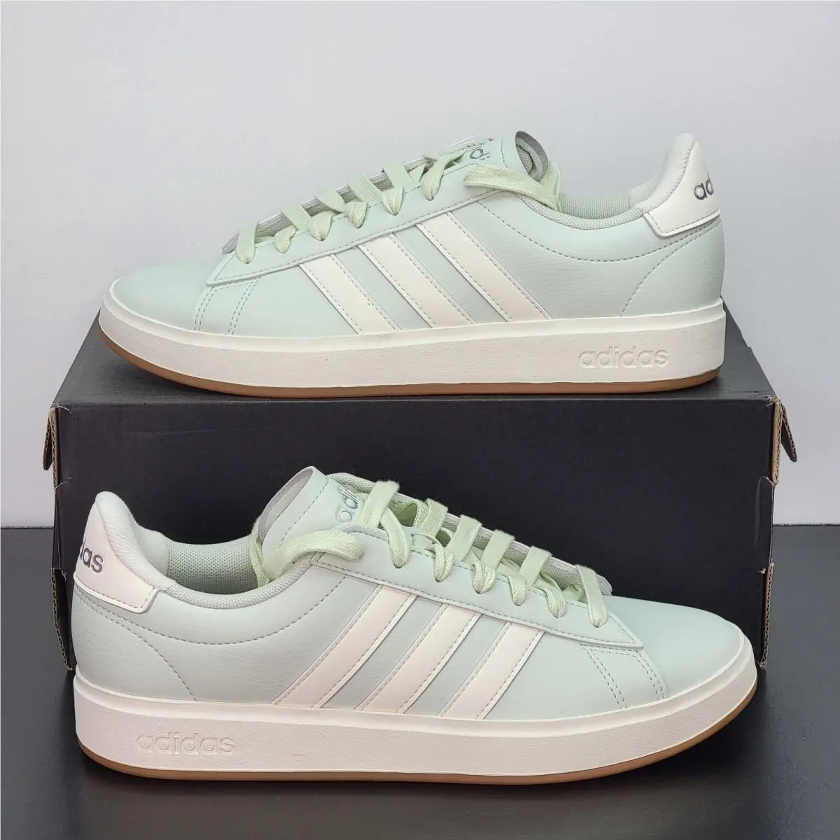 Adidas Women`s Grand Court 2.0 Low-top Lace Up Shoes Mint Light Green Size 8.5