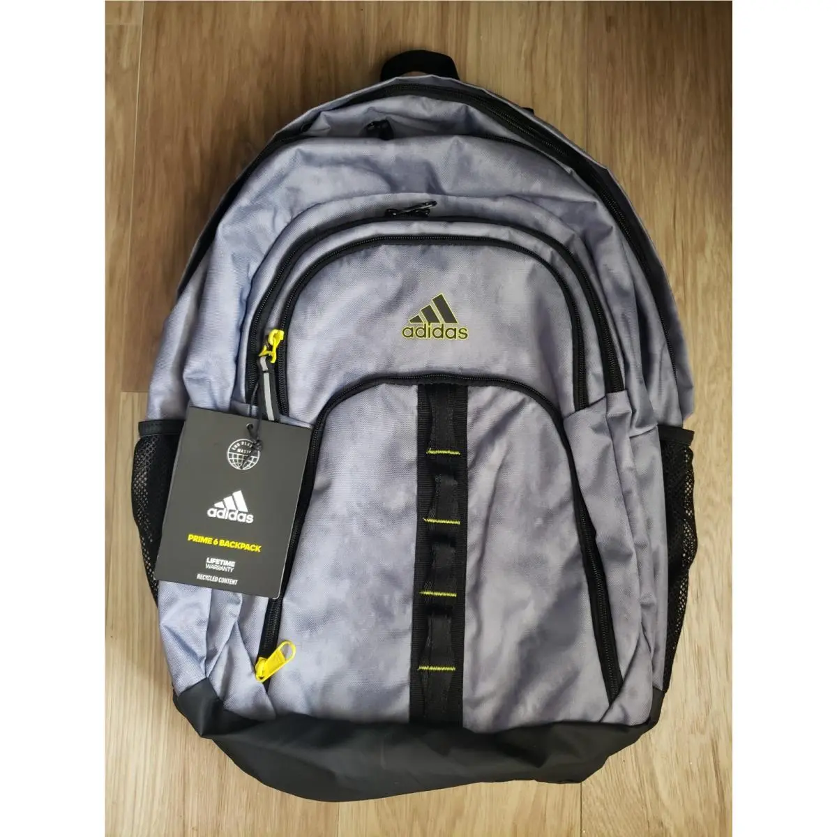 Adidas Prime 6 Backpack Ipe Clean Multi Pocket Zip Jersey Gray Black