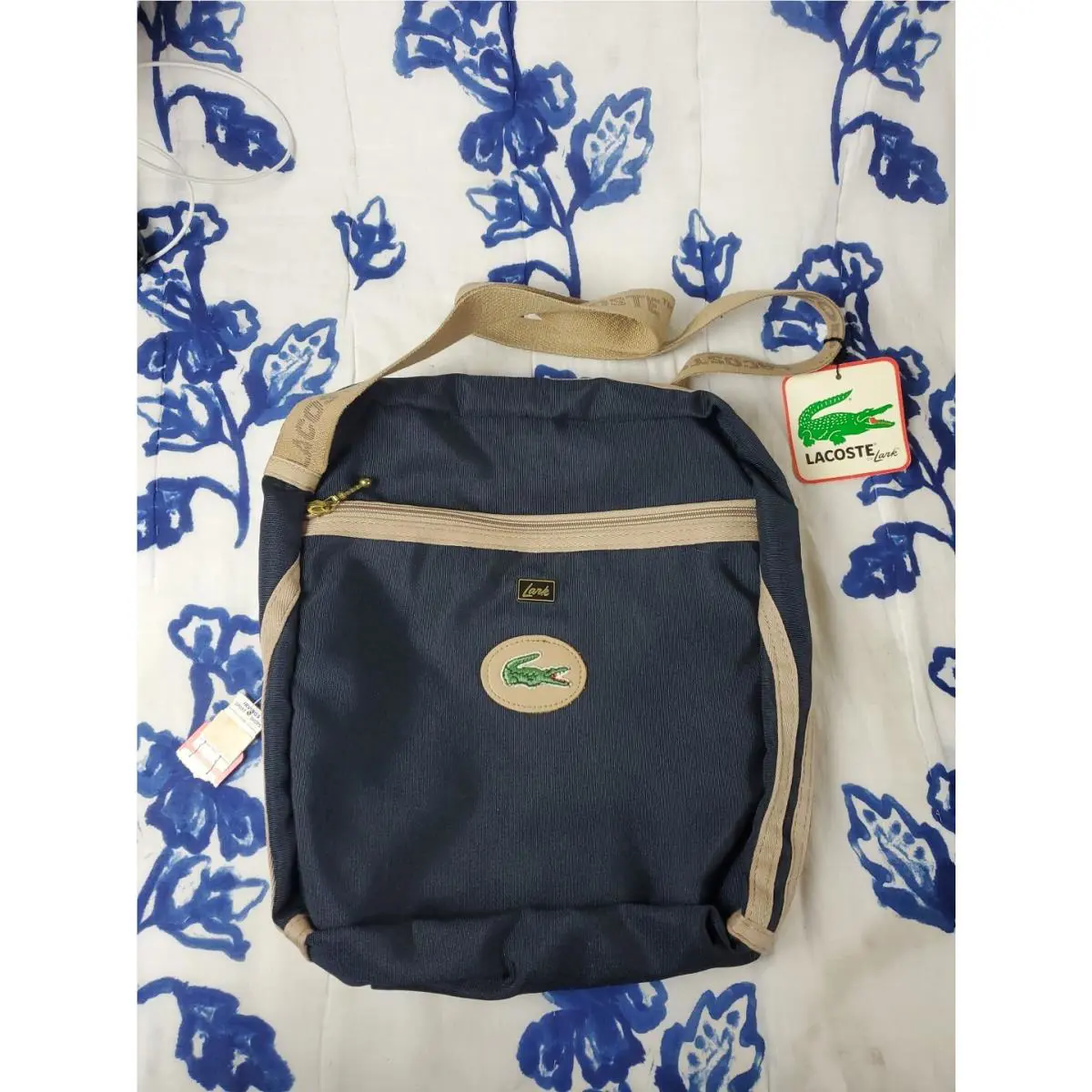 Vintage Lacoste By Lark Crossbody Bag Black Brown Izod Old Stock Nos+