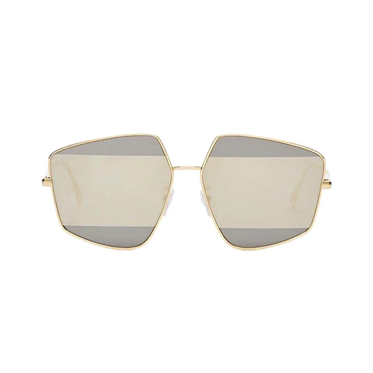 Fendi Stripes Silver Tint and Gold Frame Metal Sunglasses - Frame: Gold, Lens: Silver