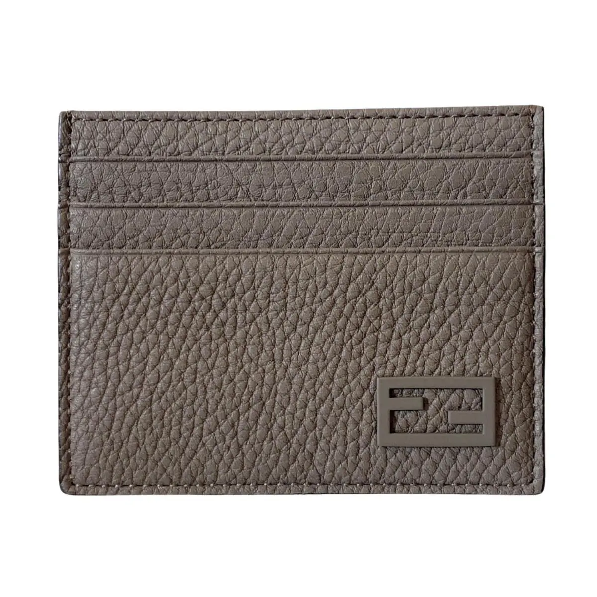 Fendi FF Logo Print Sunflower Yellow Leather Card Case Wallet